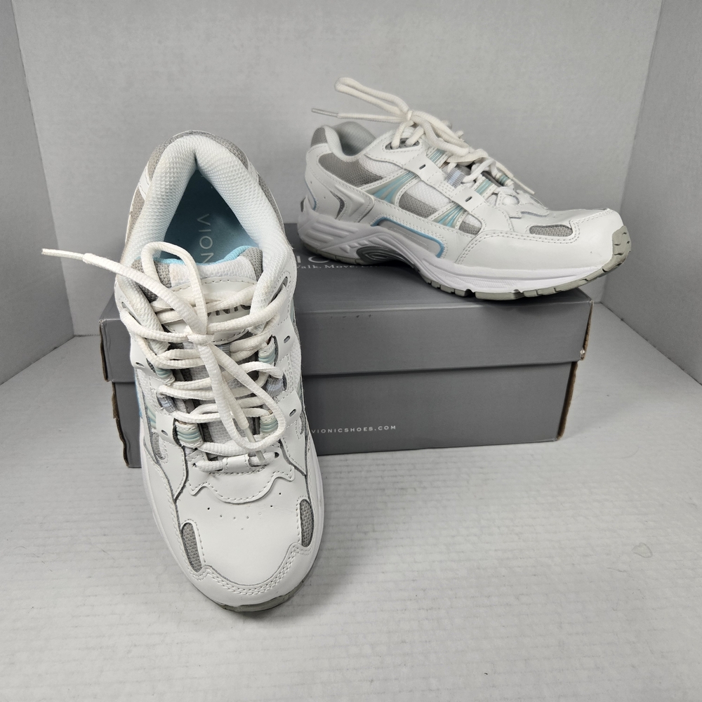 Vionic 23 Walk Women's White and Gray Athletic Shoes Size EU 37 1/2 US 6 1/2